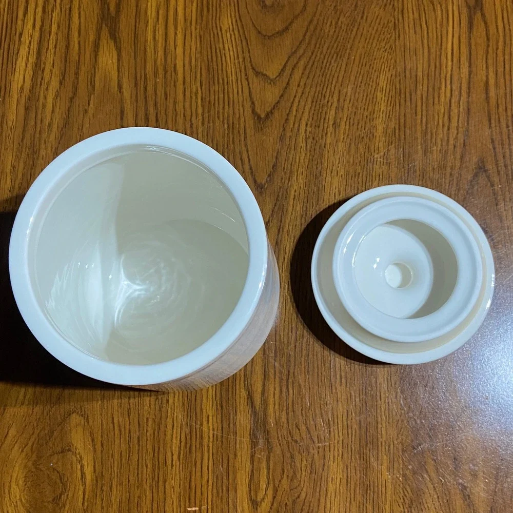Starbucks White Ceramic Coffee Canister 14oz Mug and‎ 3oz Mini Mug Ornament Set